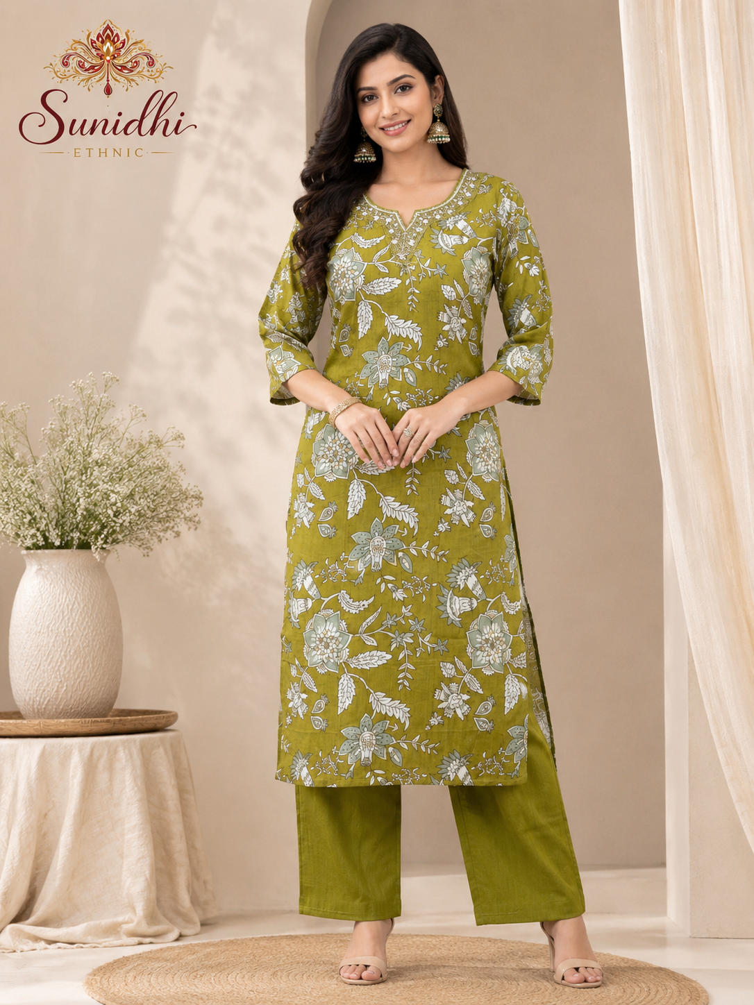 Women’s Pure Cotton Printed Kurti Pant Set | Elegant Ethnic Daily Wear Co-ord Set