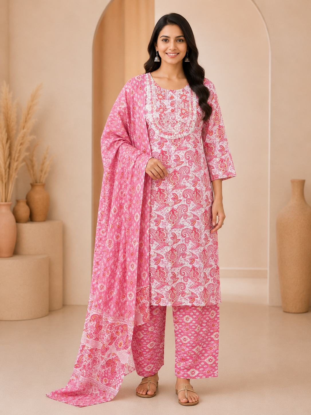 Premium Pure Cotton Kurti Set with Dupatta