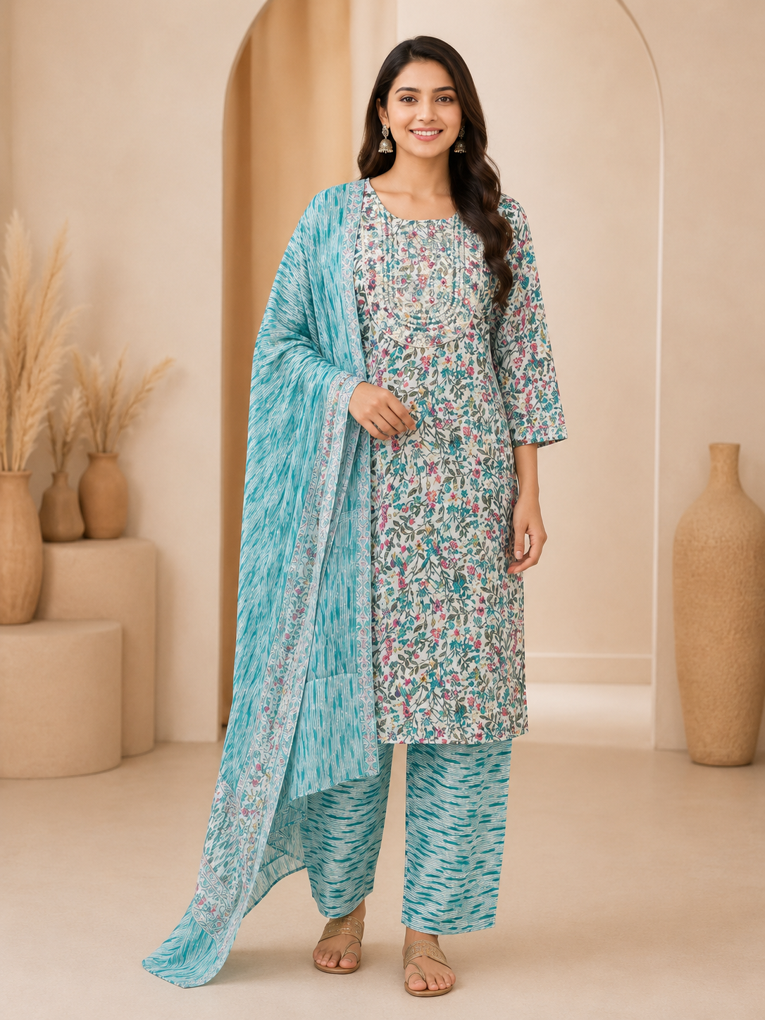 Premium Pure Cotton Kurti Set with Dupatta