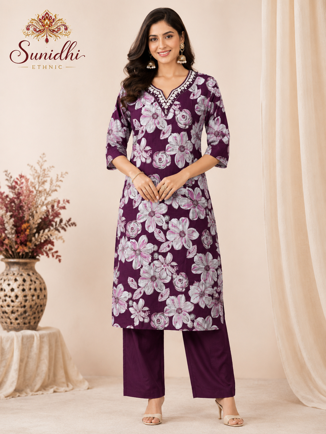 Women’s Pure Cotton Printed Kurti Pant Set | Elegant Ethnic Daily Wear Co-ord Set