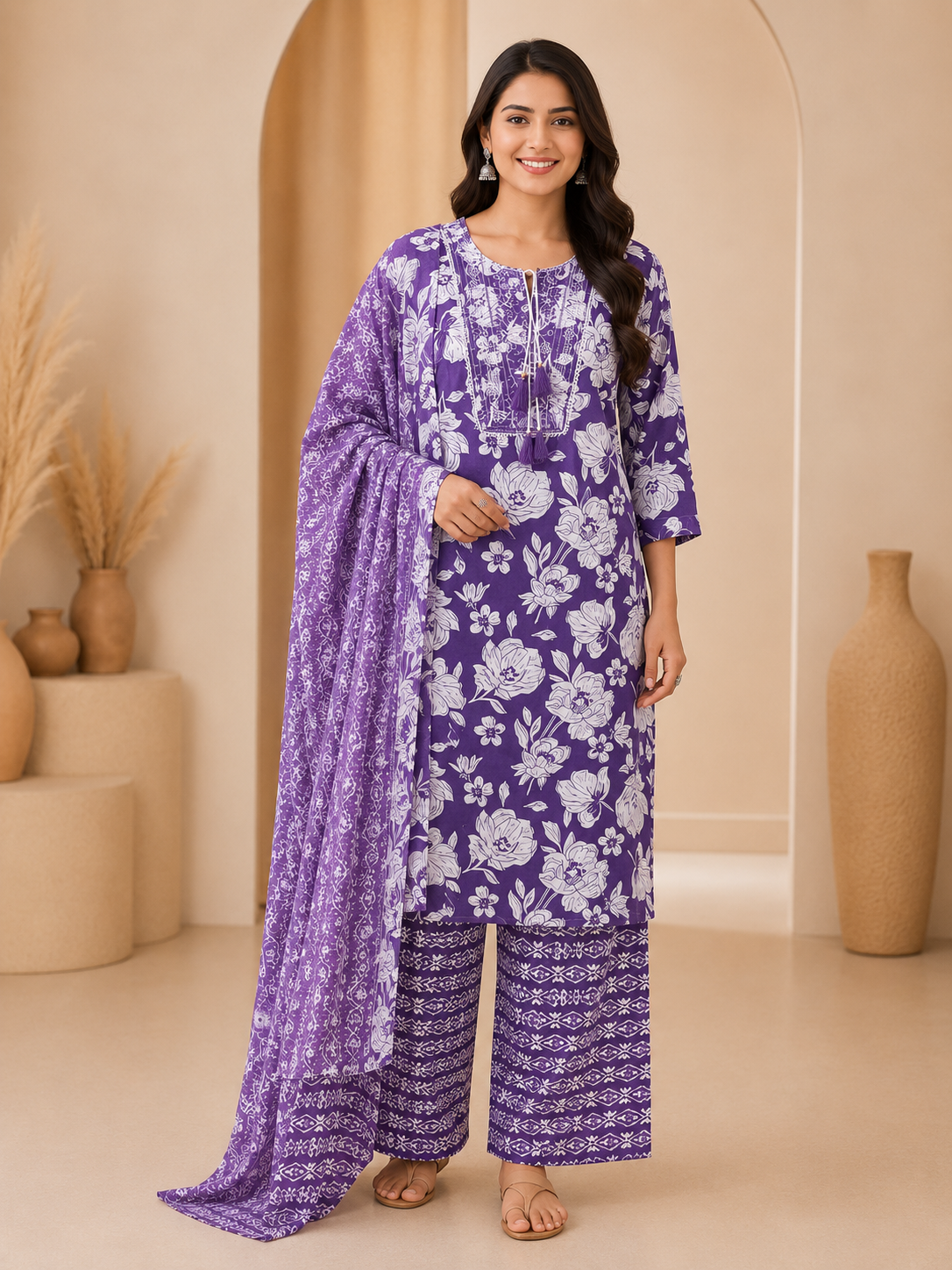 Premium Pure Cotton Kurti Set with Dupatta
