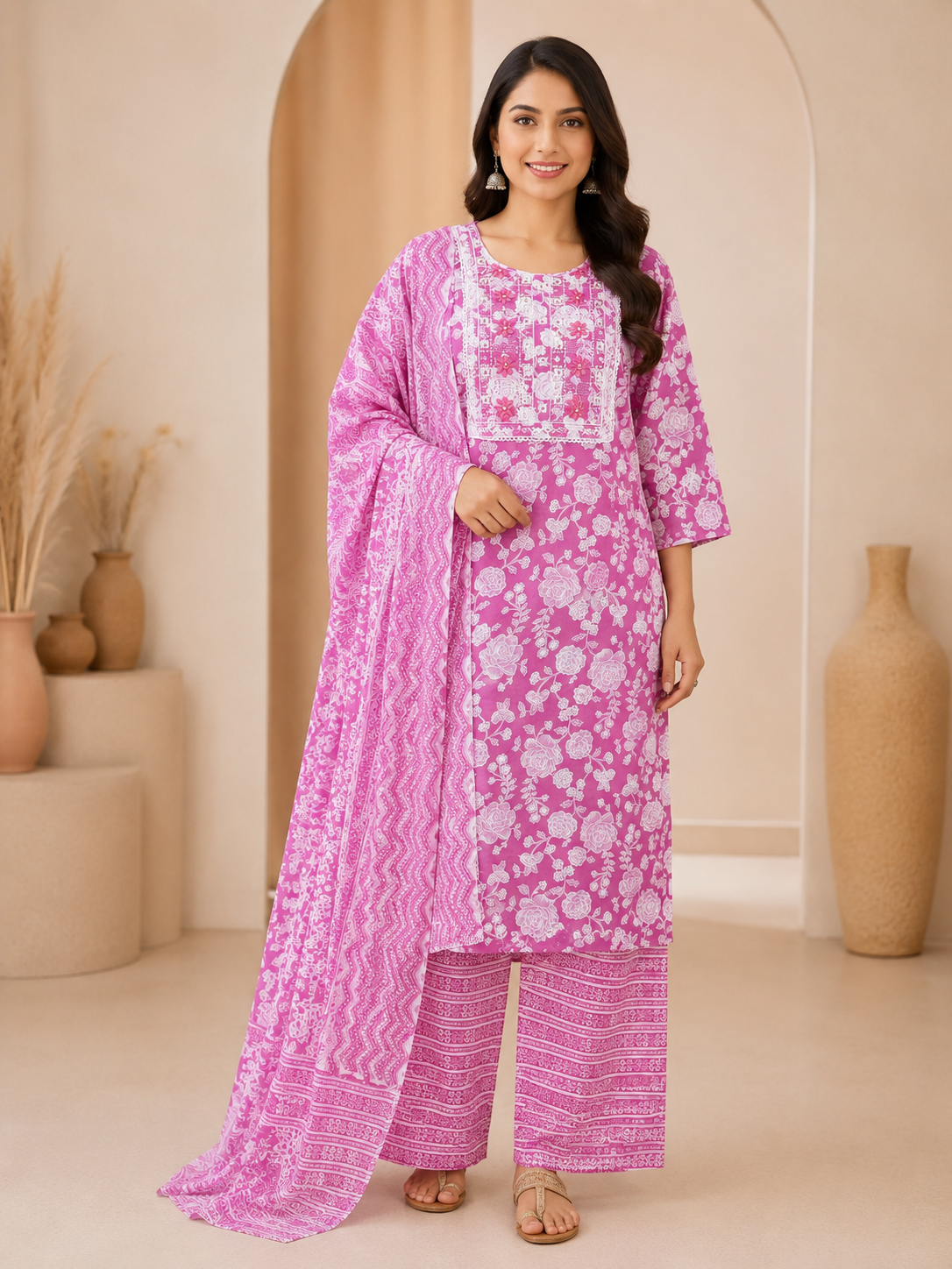 Premium Pure Cotton Kurti Set with Dupatta