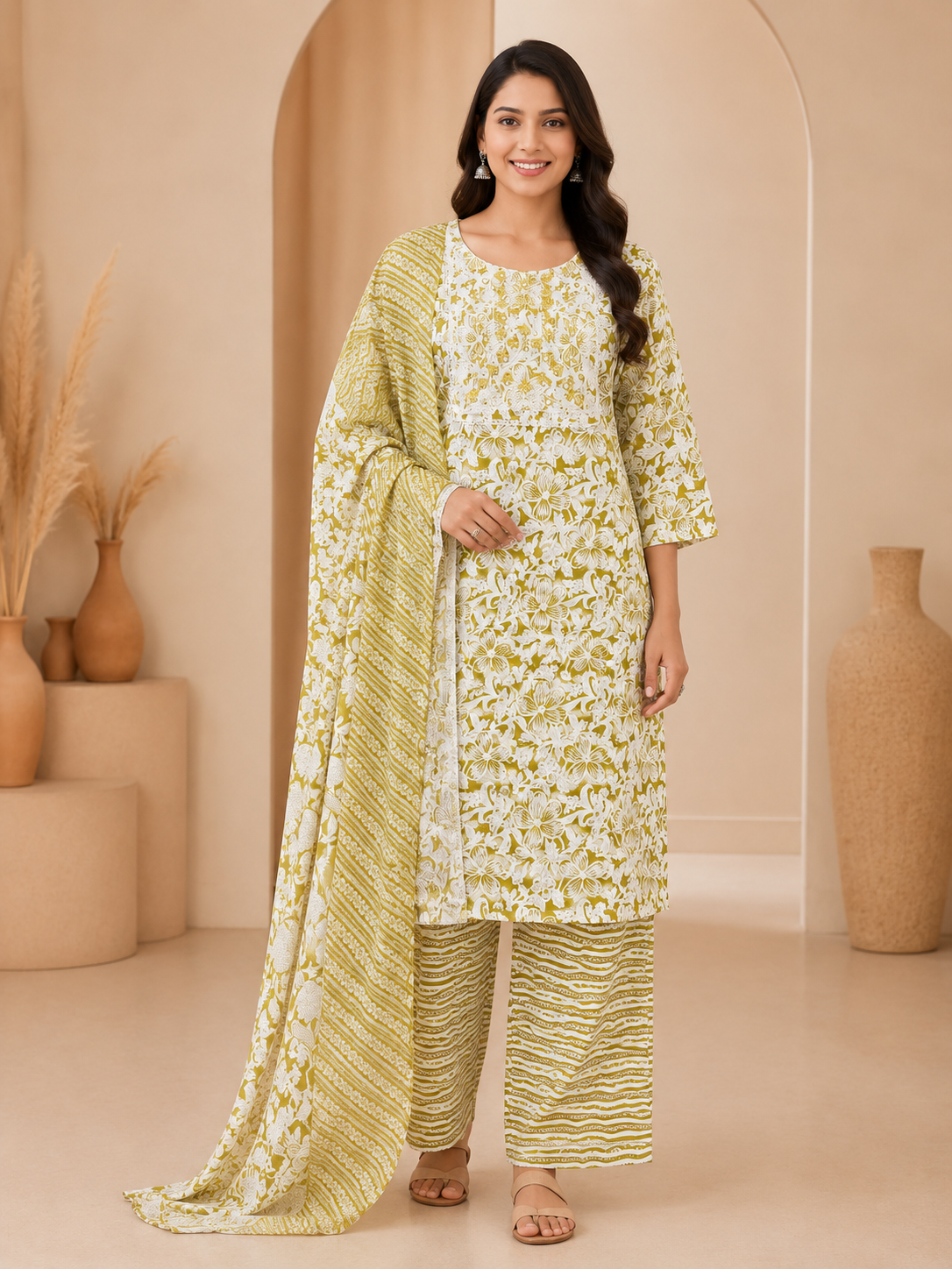 Premium Pure Cotton Kurti Set with Dupatta
