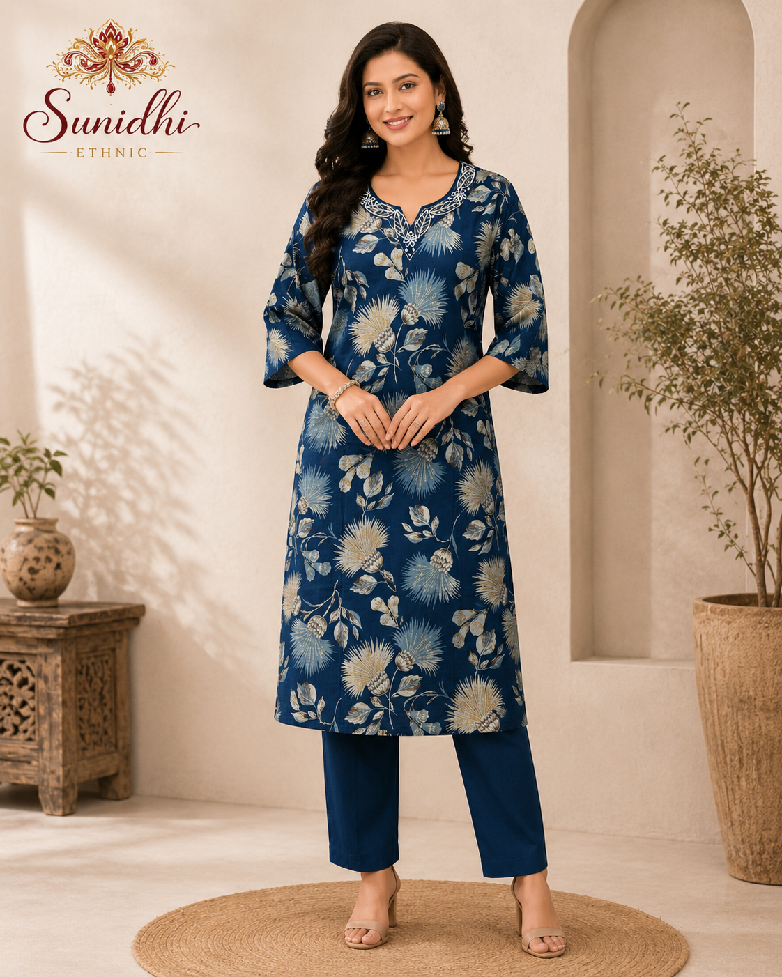 Women’s Pure Cotton Printed Kurti Pant Set | Elegant Ethnic Daily Wear Co-ord Set