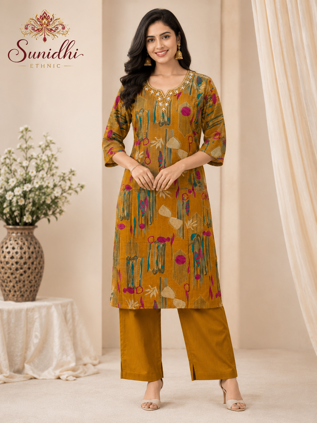 Women’s Pure Cotton Printed Kurti Pant Set | Elegant Ethnic Daily Wear Co-ord Set