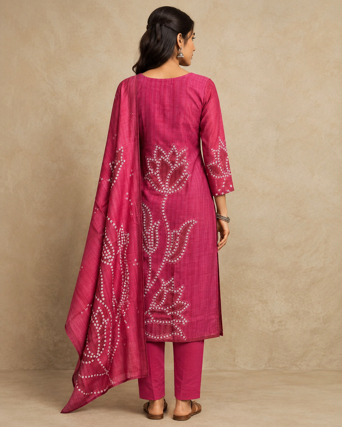Pink Floral Embroidered Kurta Set with Dupatta