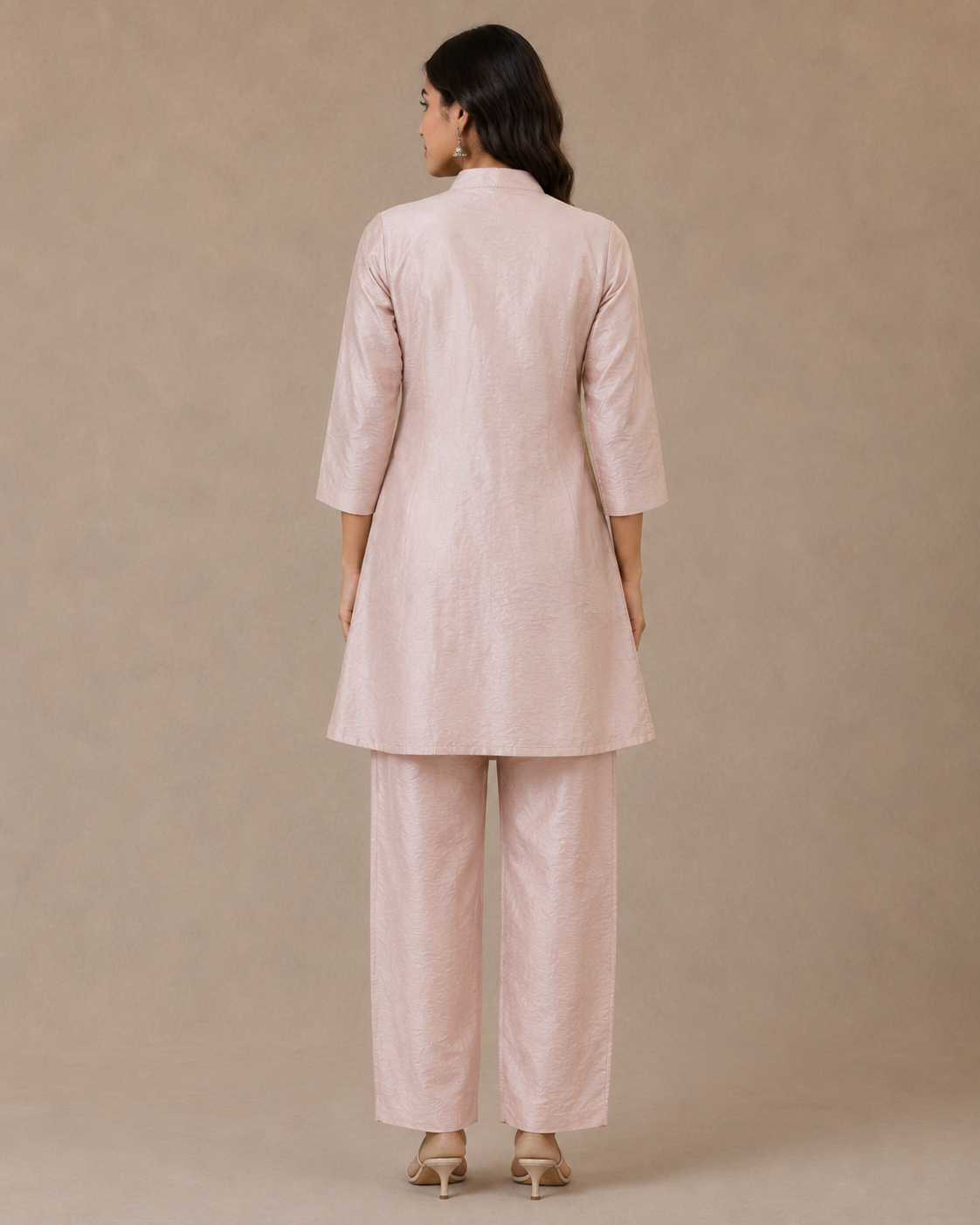Blush Pink Embroidered Kurti Pant Set