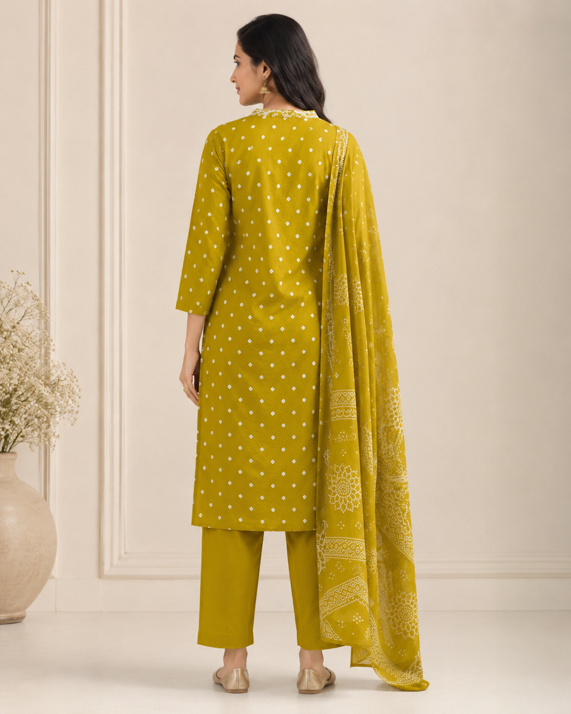 Mustard Yellow Printed Kurta Set with Dupatta