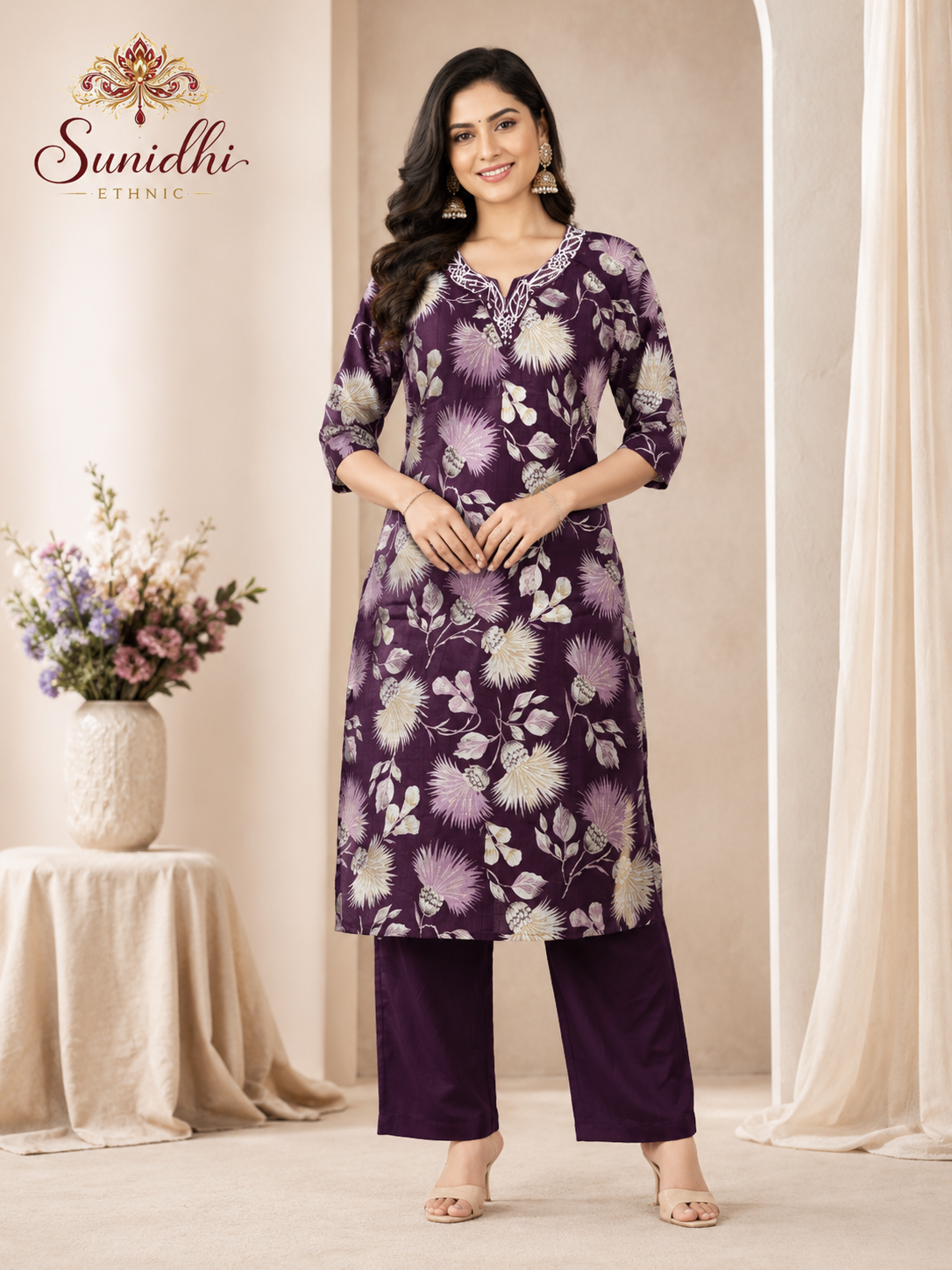 Women’s Pure Cotton Printed Kurti Pant Set | Elegant Ethnic Daily Wear Co-ord Set
