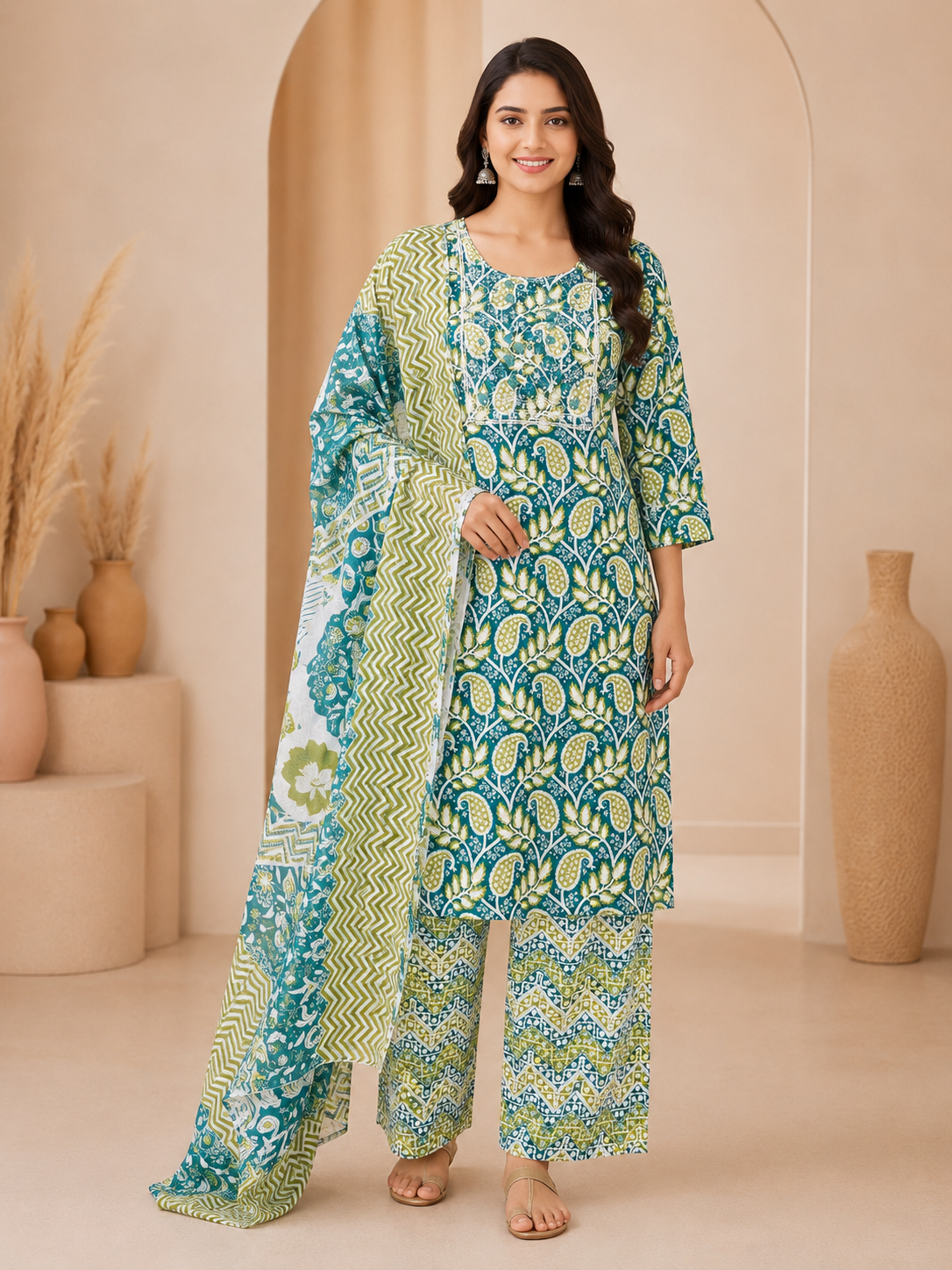 Premium Pure Cotton Kurti Set with Dupatta